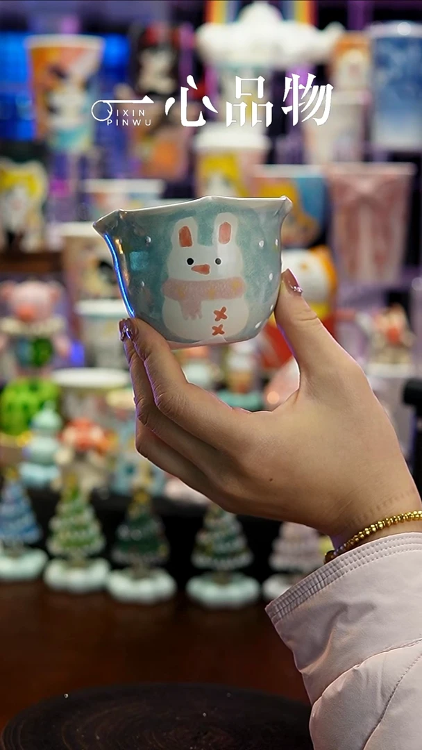 杯子瓷Y035景德镇手工手绘杯子摆件