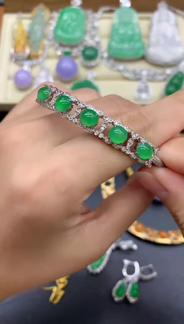 翡翠手镯18K金镶嵌262-中国好珍宝