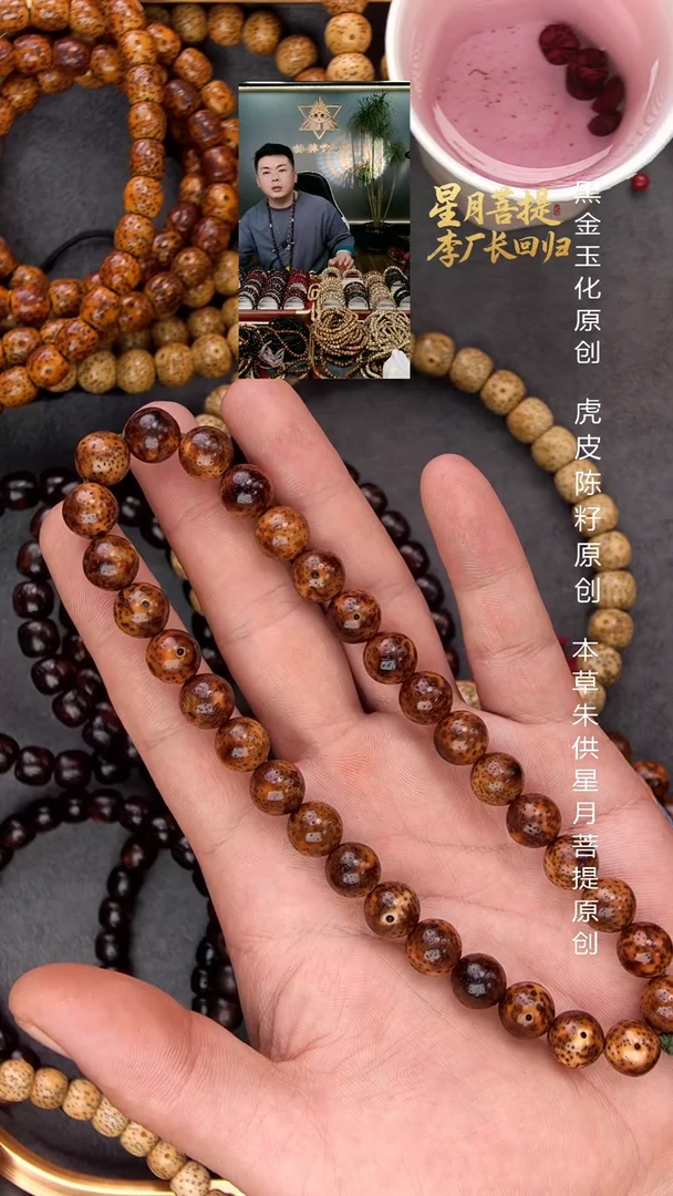 手串星月菩提黑近虎皮陈籽手持正圆11