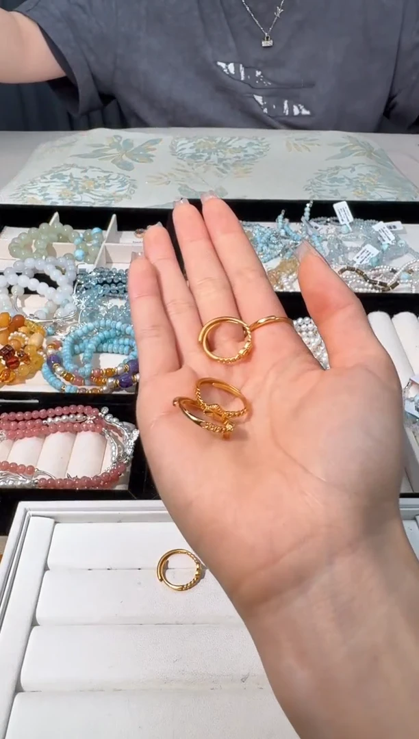 【闪购商品】水晶手链未镶嵌A020金色爱心戒指·