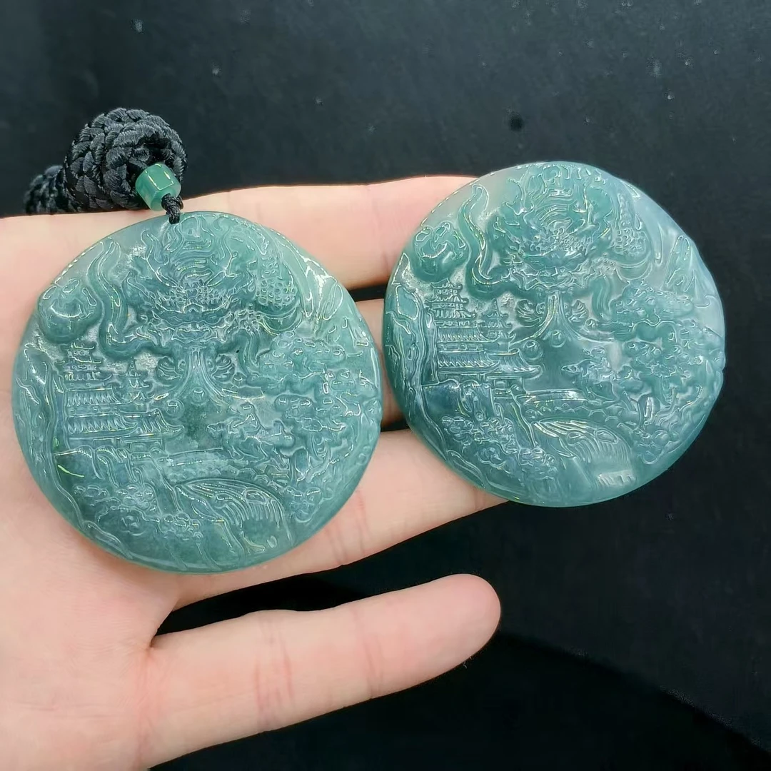 【龙想精选】翡翠龙牌吊坠赠绳子SY06【多样性发其一】约50-4mm
