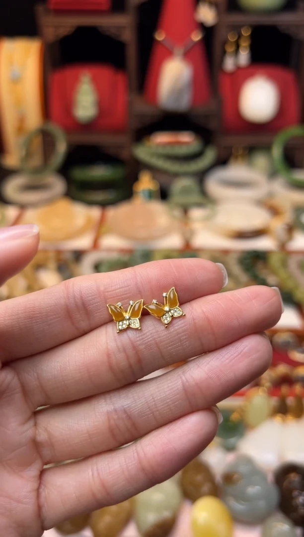 【闪购商品】和田玉耳饰银S925镶嵌放漏