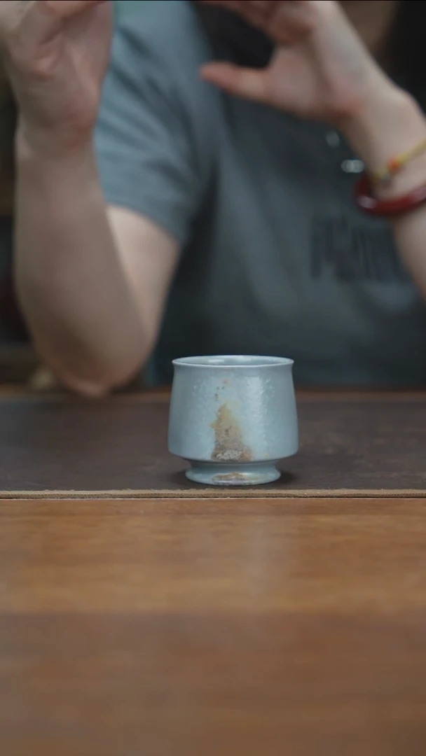 杯景德镇柴烧高足杯