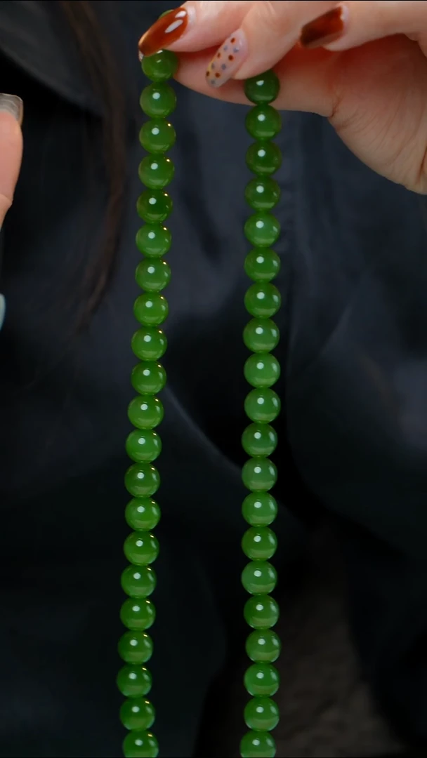 项链未镶嵌和田玉（碧玉）碧玉项链9-10mm 多样性发其一