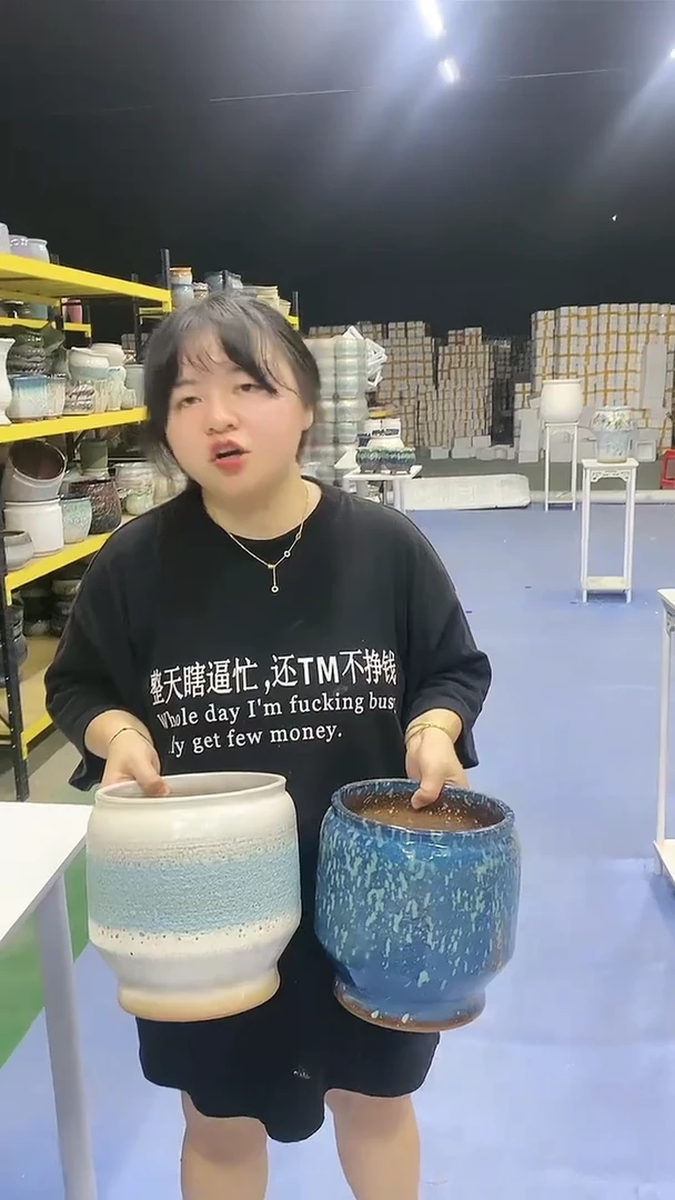 宜兴紫砂粗陶花盆18*20