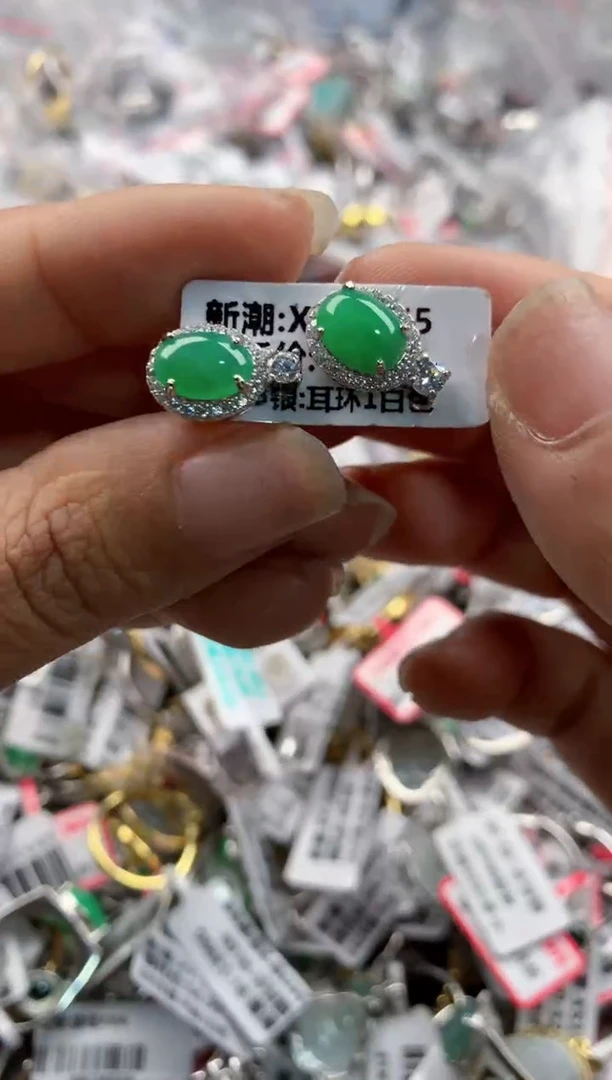银S925镶嵌戒指翡翠222----5