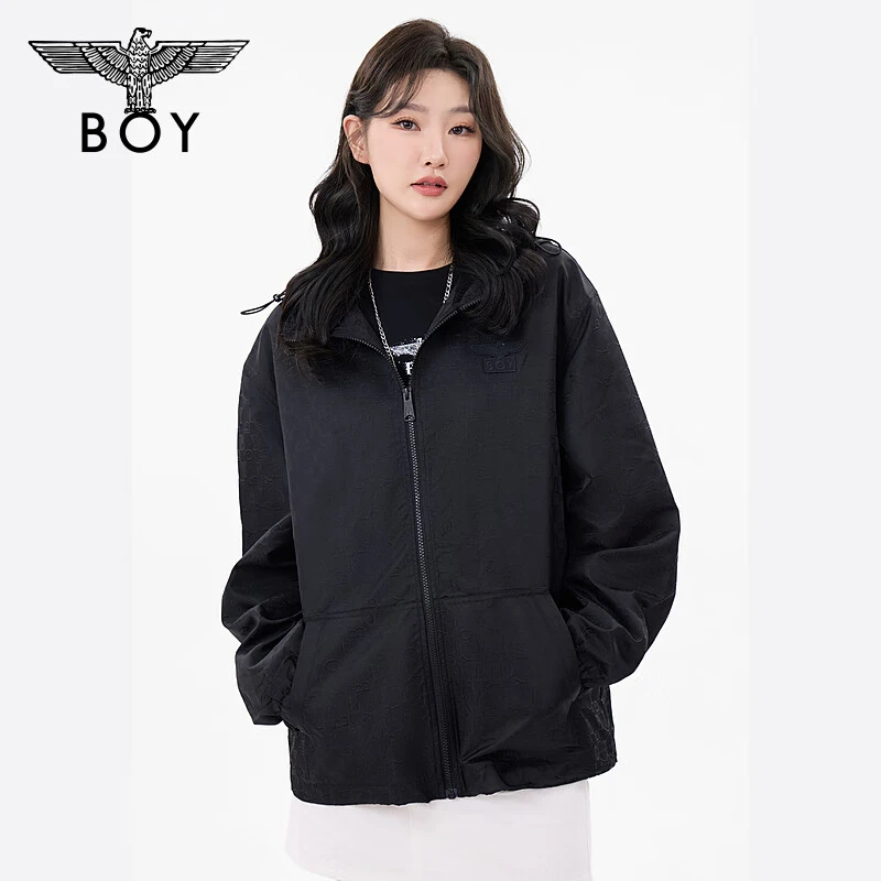 BOYLONDON24新品男女同款外套字母暗纹提花休闲宽松外套 N23033