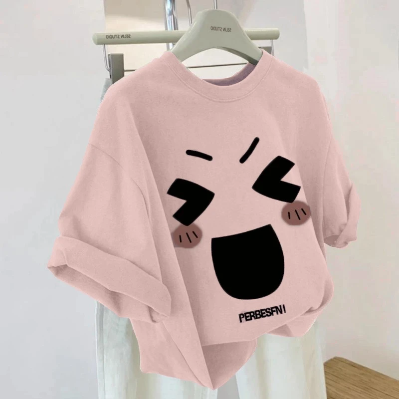 女童夏季纯棉短袖2025新款洋气女大童韩版休闲T恤儿童卡通图案T恤