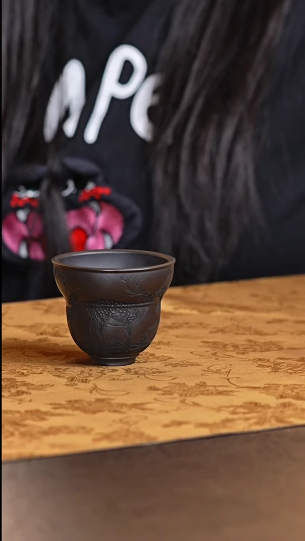 茶杯紫砂宜兴原矿紫砂石黄福禄主人杯