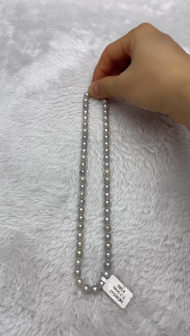 项链银S925镶嵌海水珍珠AK真多麻7-7.5mm