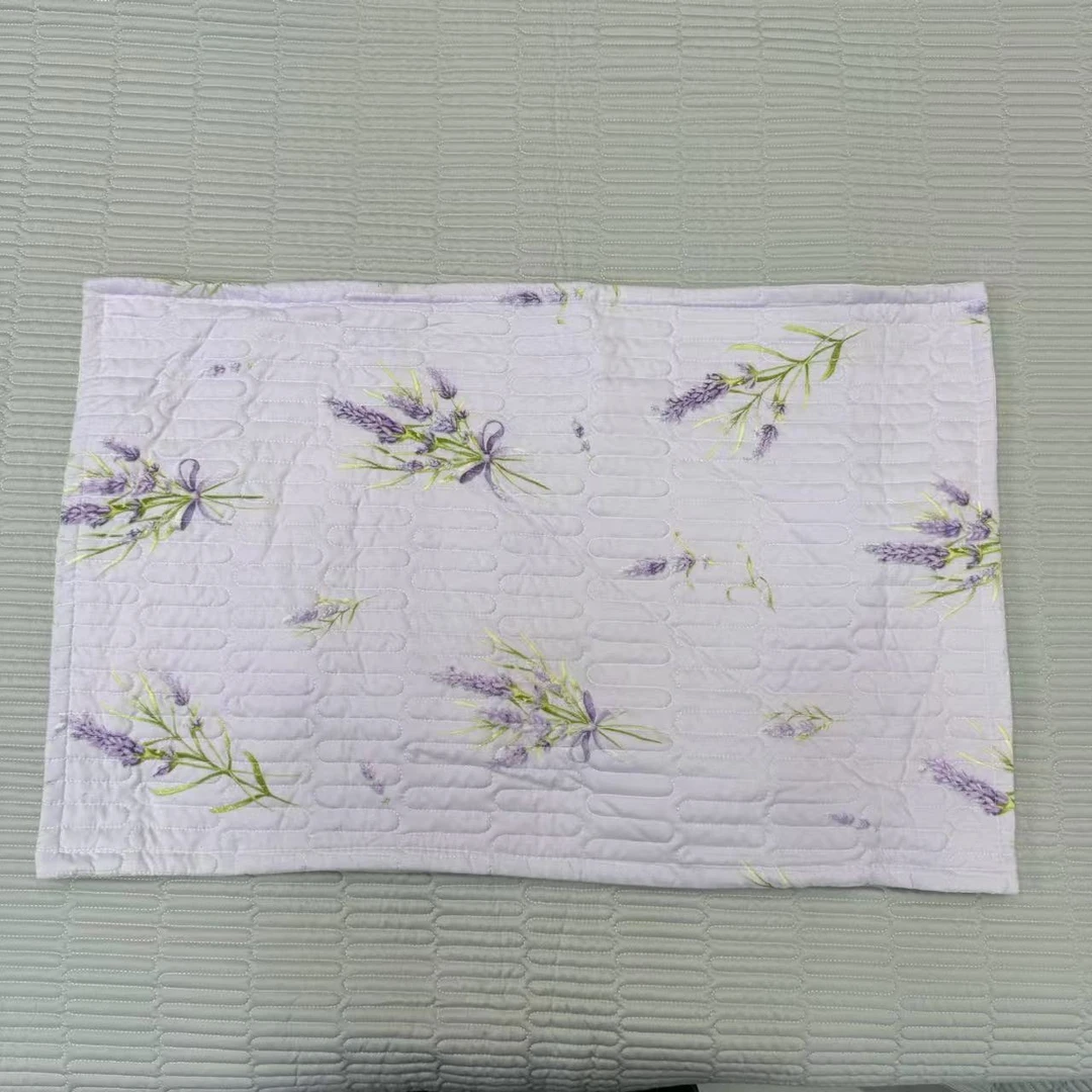 【紫色小花】48*74cm水洗棉一对枕套