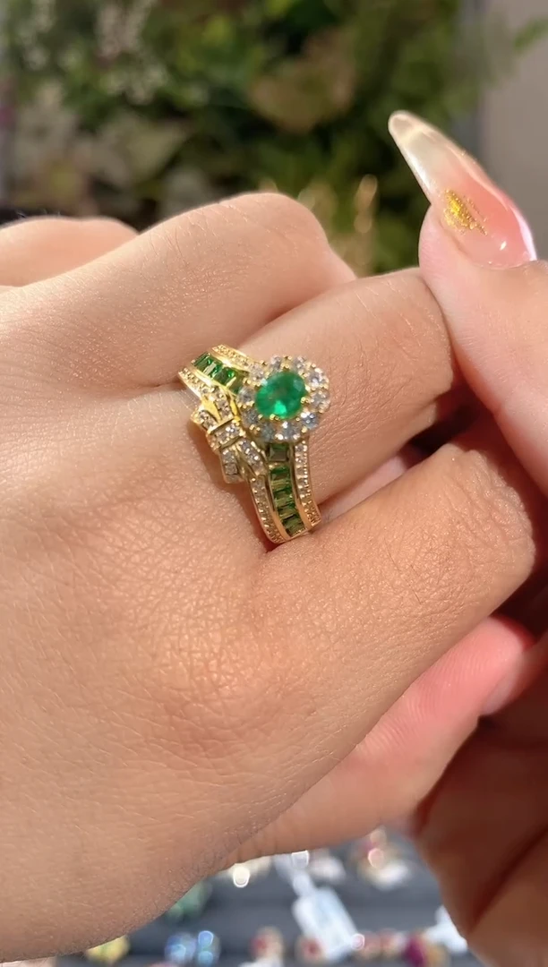 未镶嵌戒指祖母绿天然祖母绿戒指