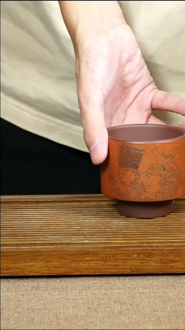 茶杯紫砂南柯记全手刻杯