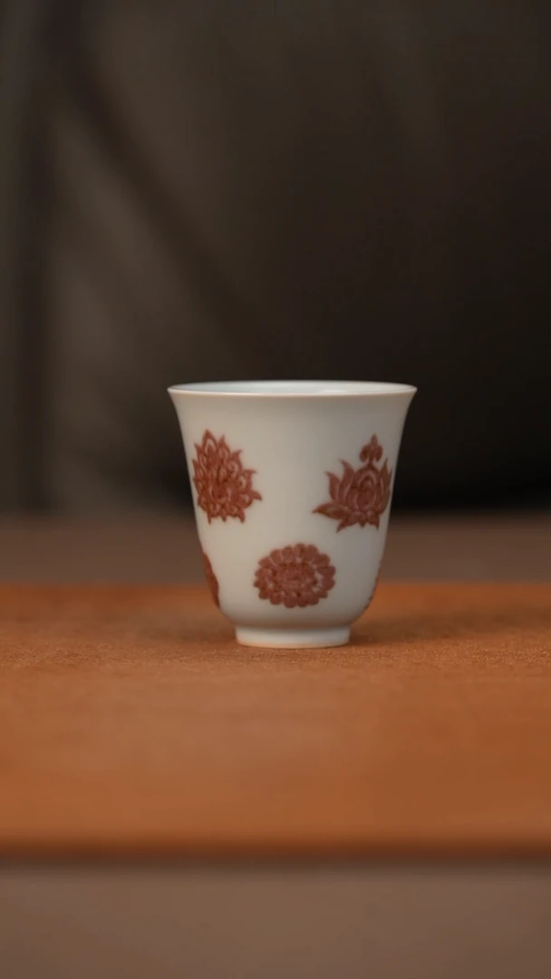 ༒****༒又见春风釉里红闻香杯