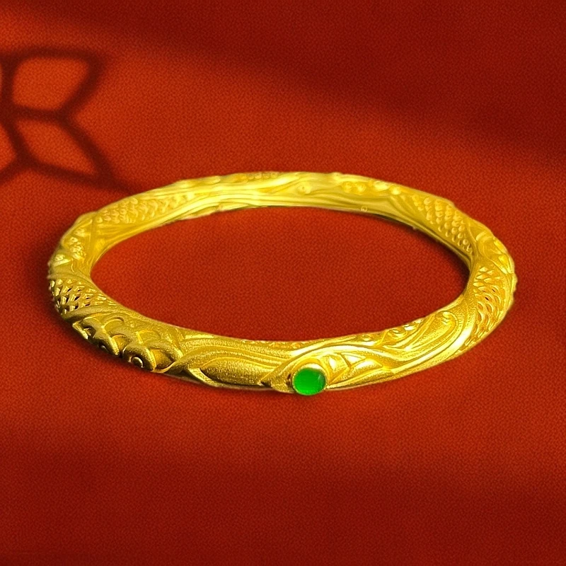 吴越老银铺 足银珐琅手镯 足银999手工混天绫乾坤圈银手镯纯银