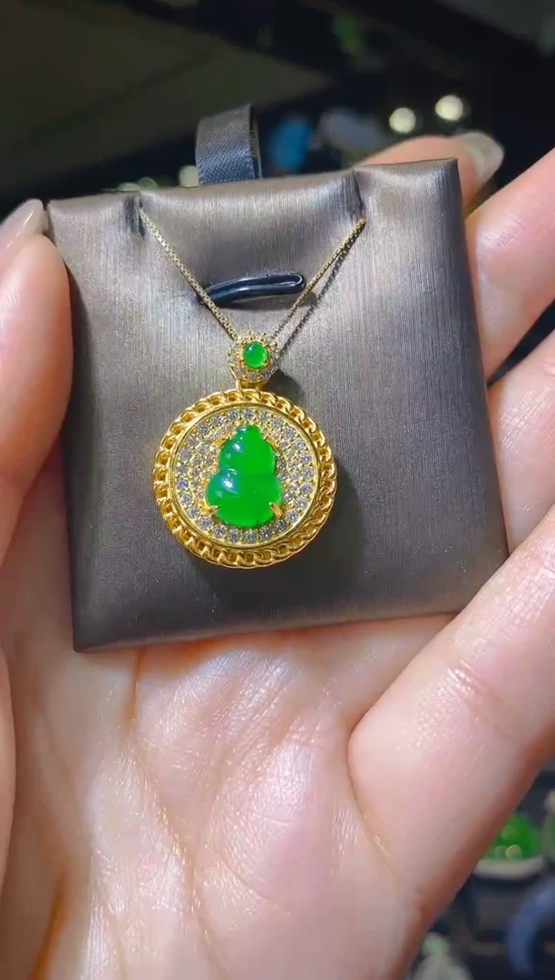 【闪购商品】翡翠吊坠(赠链)银S925镶嵌002（多样性发货）（赠金链）