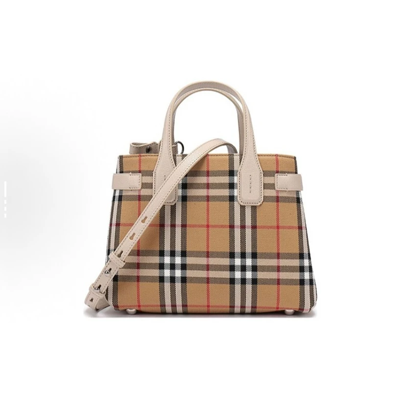 99新 BURBERRY/博柏利 新款拼色banner托特包