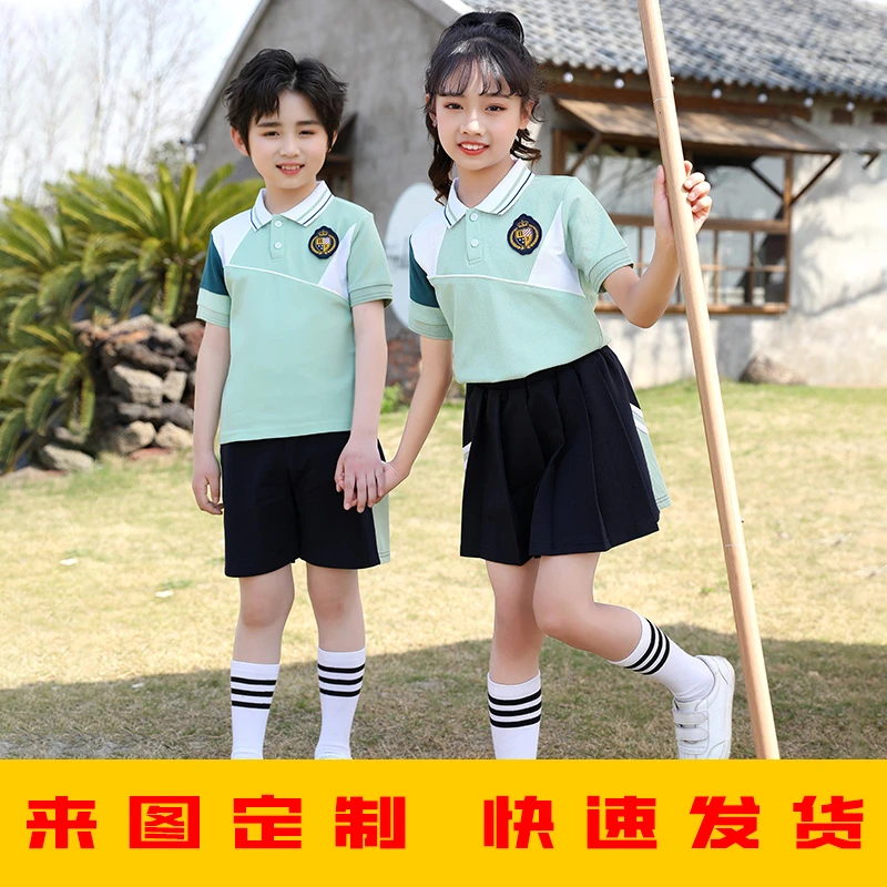 幼儿园毕业照服装学院风女童夏季服装儿童学院风女童套装