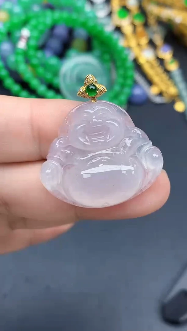 颈饰18K金镶嵌翡翠376-春日珠宝