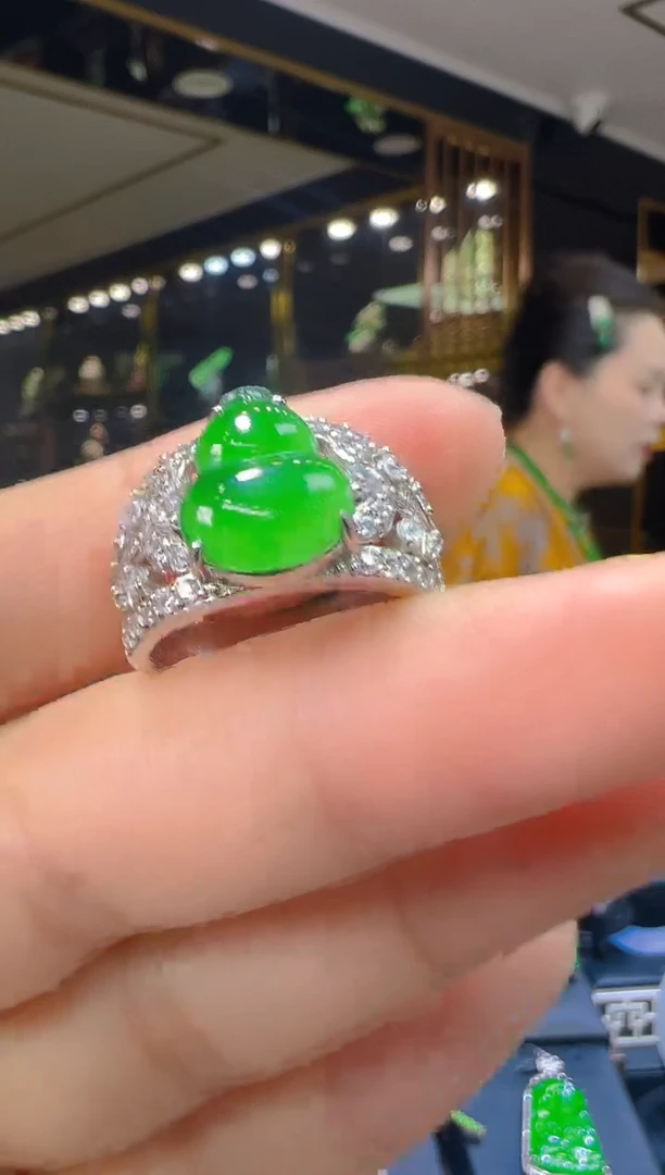 翡翠戒指银S925镶嵌010(多样性发货发其一)·