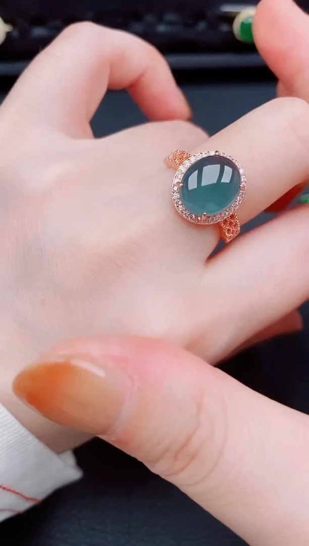 【闪购商品】翡翠戒指银S925镶嵌天然a货翡翠206