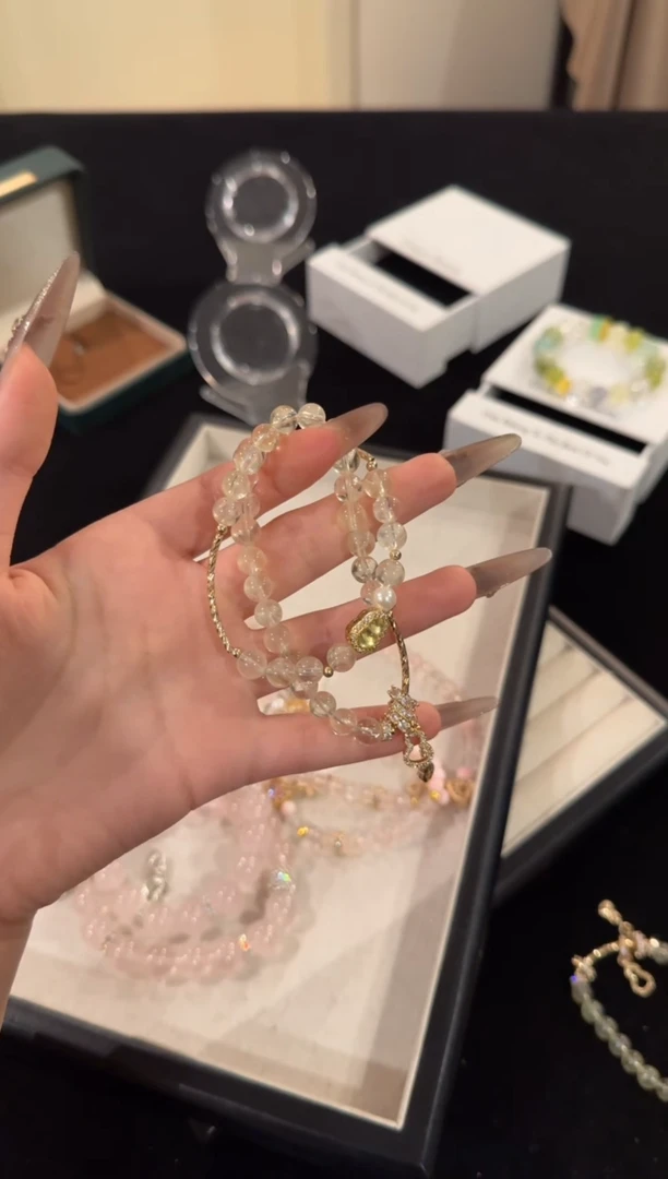 水晶手链合金黄水晶双圈x1949