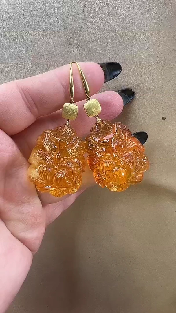 琥珀颈饰未镶嵌耳环