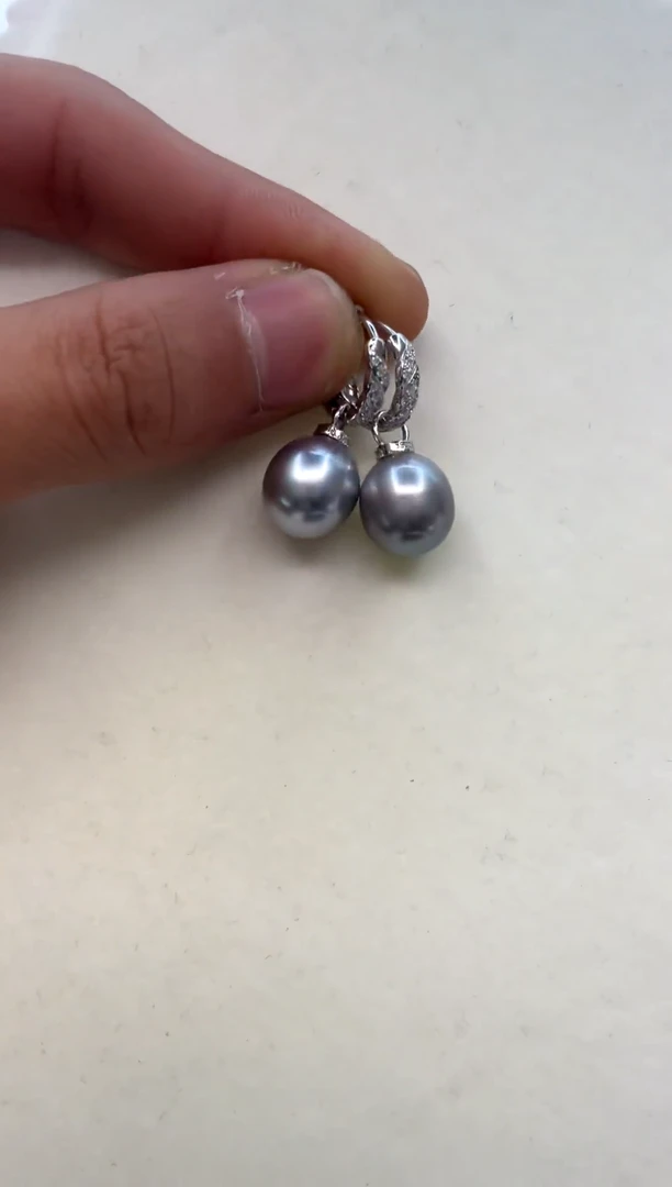 银S925镶嵌耳饰海水珍珠 11-12