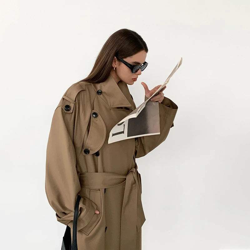 春秋新款2025小个子韩系欧若风时尚高级感风衣中长款系带大衣英伦