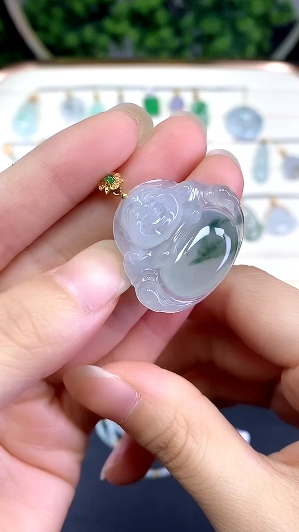 吊坠(不含链)18K金镶嵌翡翠佛公-@@CMT