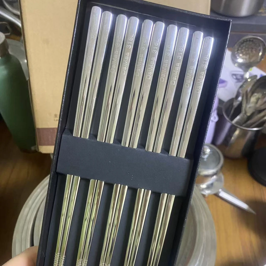 316L不锈钢家庭高档防滑防霉抗菌筷子家用一家人304食品级筷子