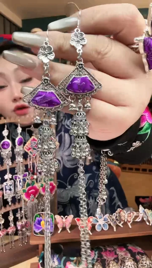 刺绣纯手工民族风刺绣耳环