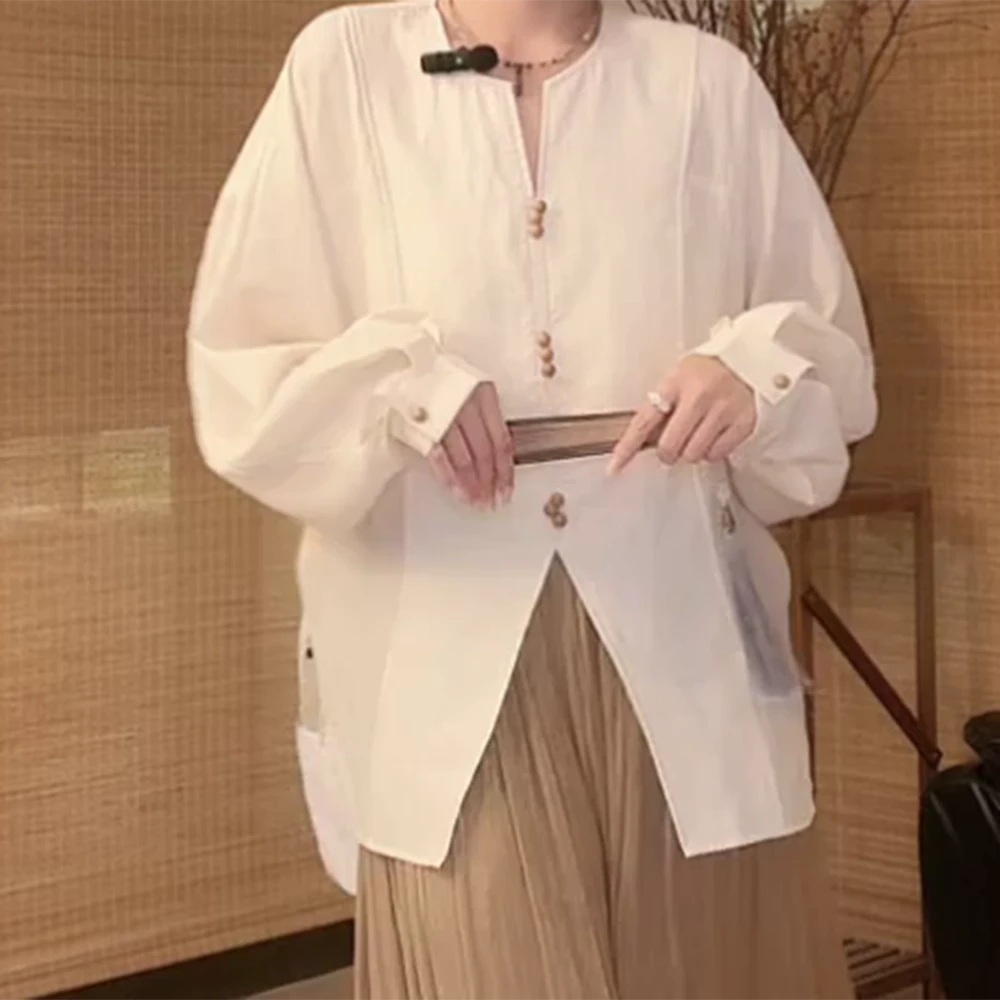 小众设计感开叉显气质长袖衬衫上衣女C5813