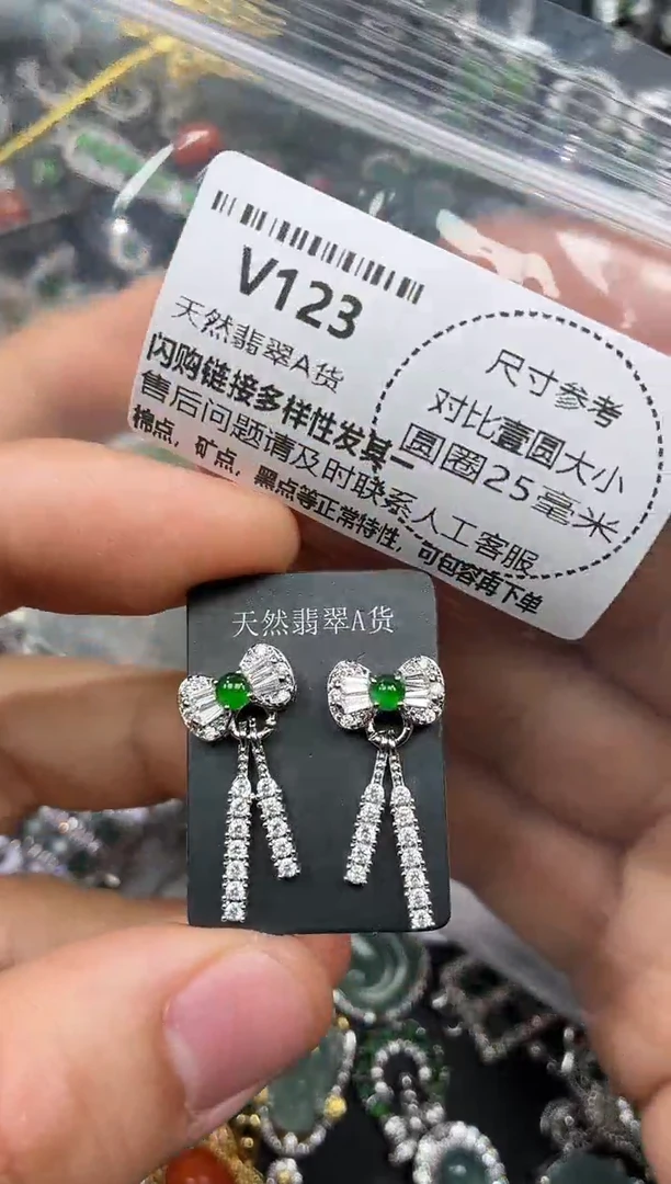 颈饰未镶嵌翡翠V123耳钉