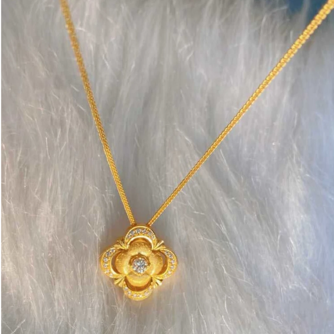 项链幸运四叶花古法气质高级锁骨链新年送女友礼物百搭镶嵌