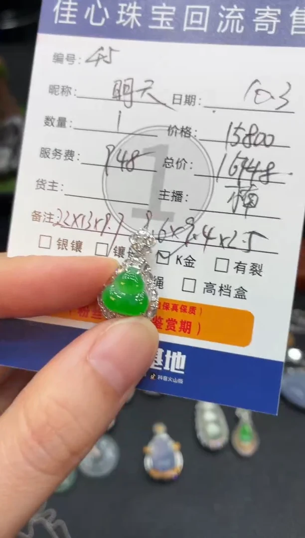 吊坠(不含链)18K金镶嵌翡翠明**啊翡翠——1003045