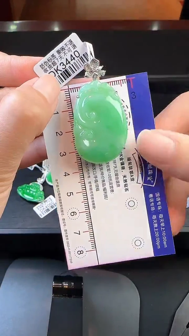 【闪购商品】翡翠颈饰18K金镶嵌DK3440绿如意