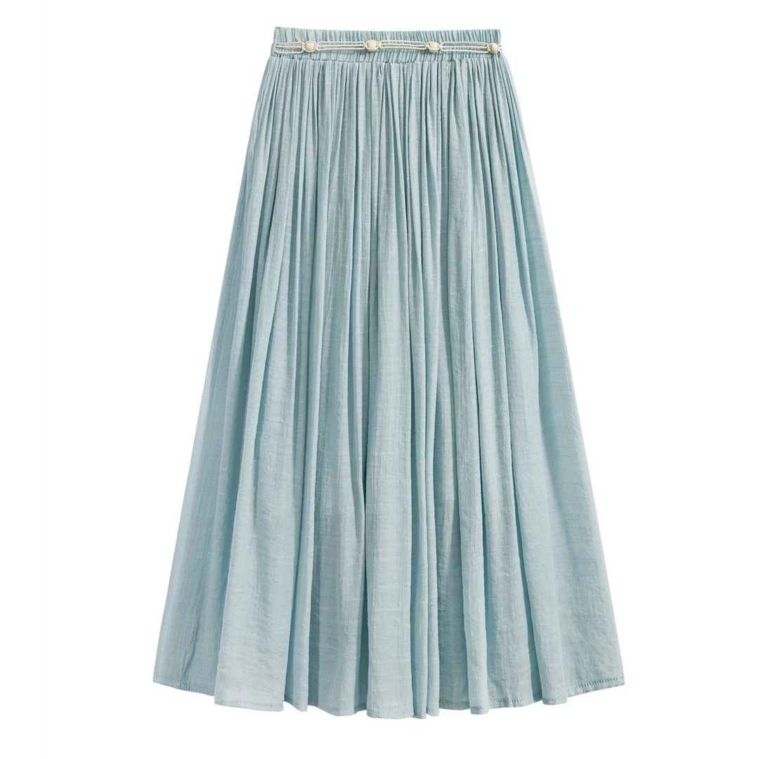 波西米亚风半身裙女夏季设计感高腰包臀中长款A字长裙百搭