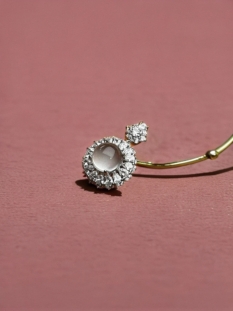 俄料白冰蛋面豪华镶嵌精美冰透