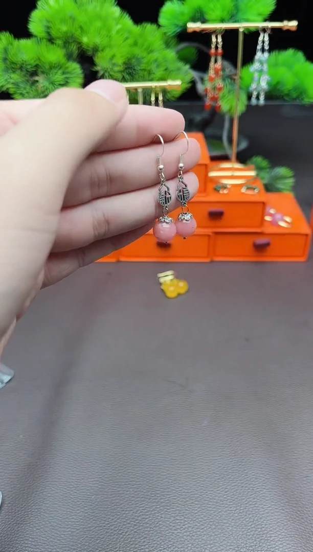 玛瑙/玉髓耳饰银S925镶嵌426