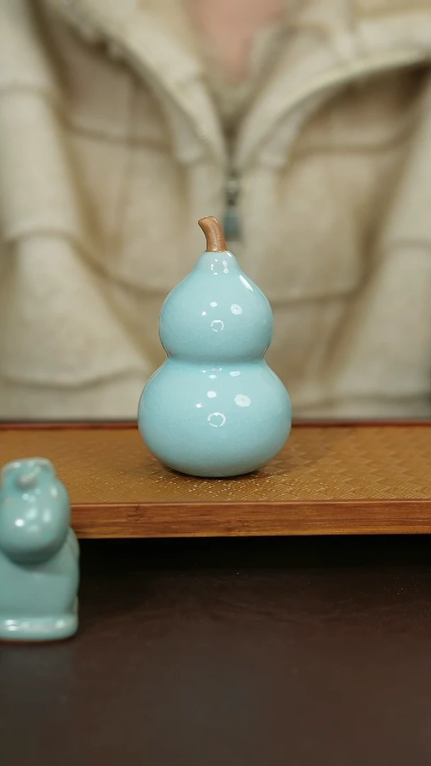 摆件瓷原矿原釉汝宋汝瓷 葫芦摆件