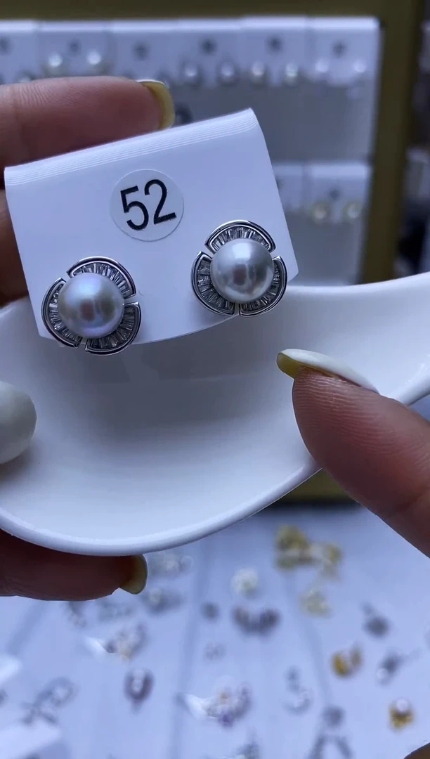 银S925镶嵌耳饰海水珍珠52