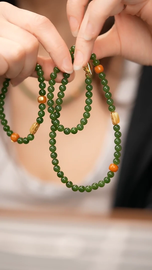 【闪购商品】和田玉（碧玉）套链银S925镶嵌±6mm和田玉碧玉套链