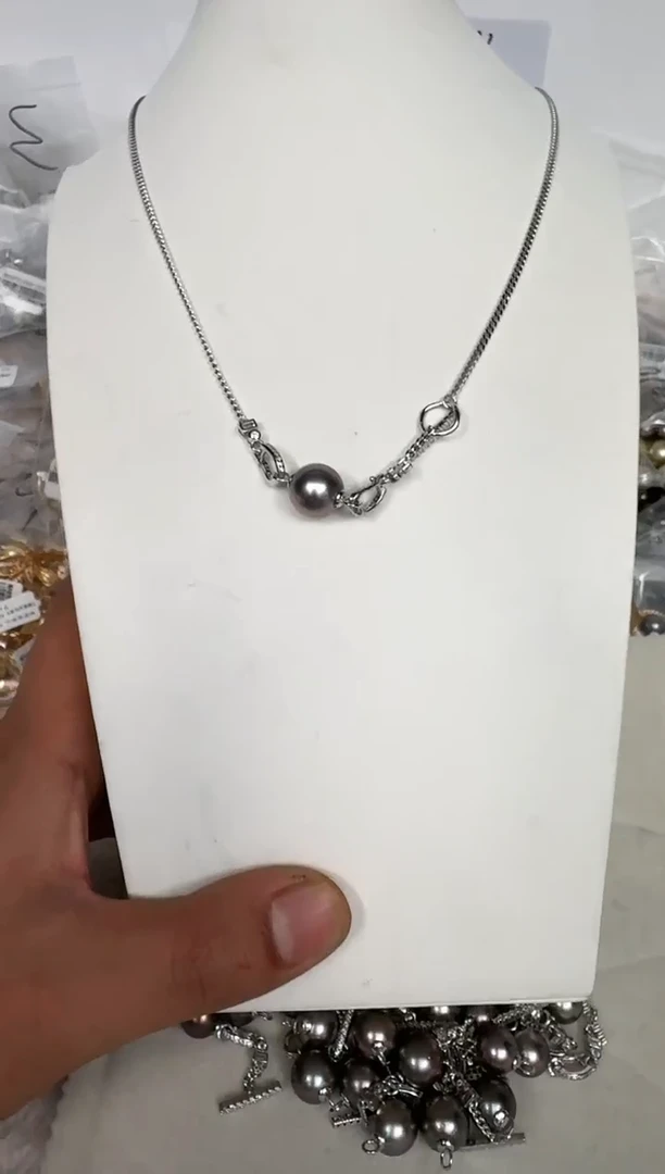 颈饰银S925镶嵌海水珍珠套链