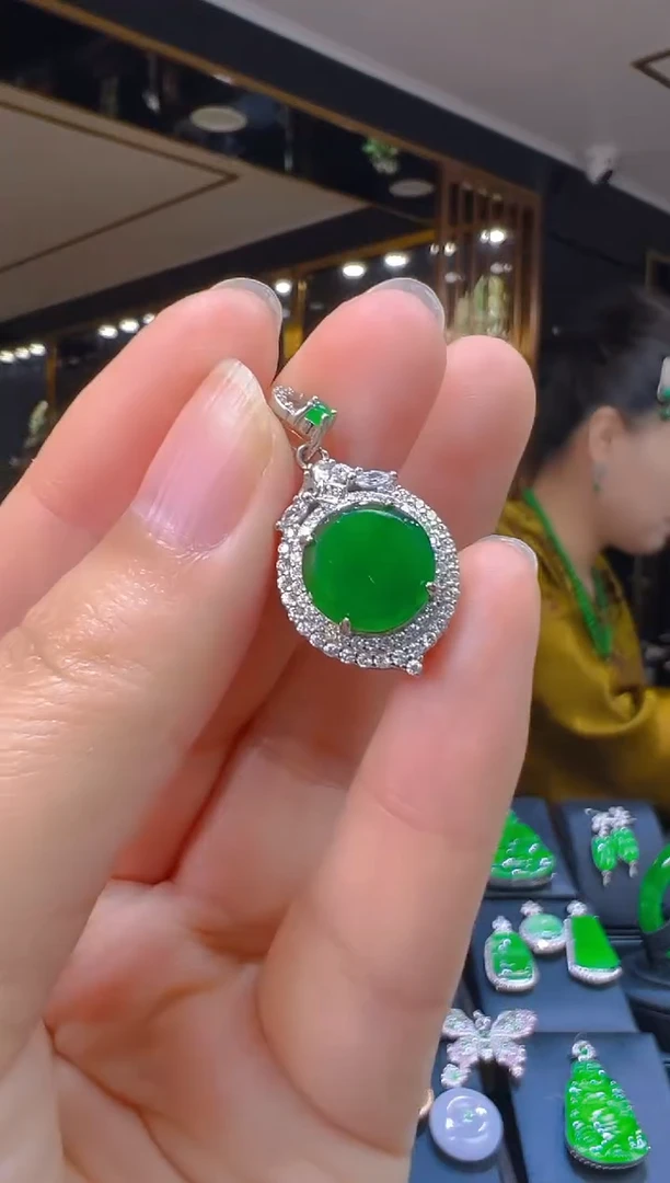 翡翠银S925镶嵌吊坠(赠链)134（多样性发其一）