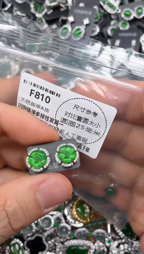 颈饰未镶嵌翡翠F810耳钉