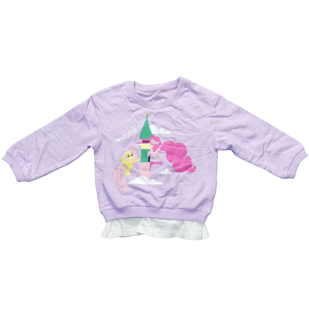 80断码婴幼童纯棉卫衣女童长袖时尚圆领卡通套头春秋休闲毛圈棉