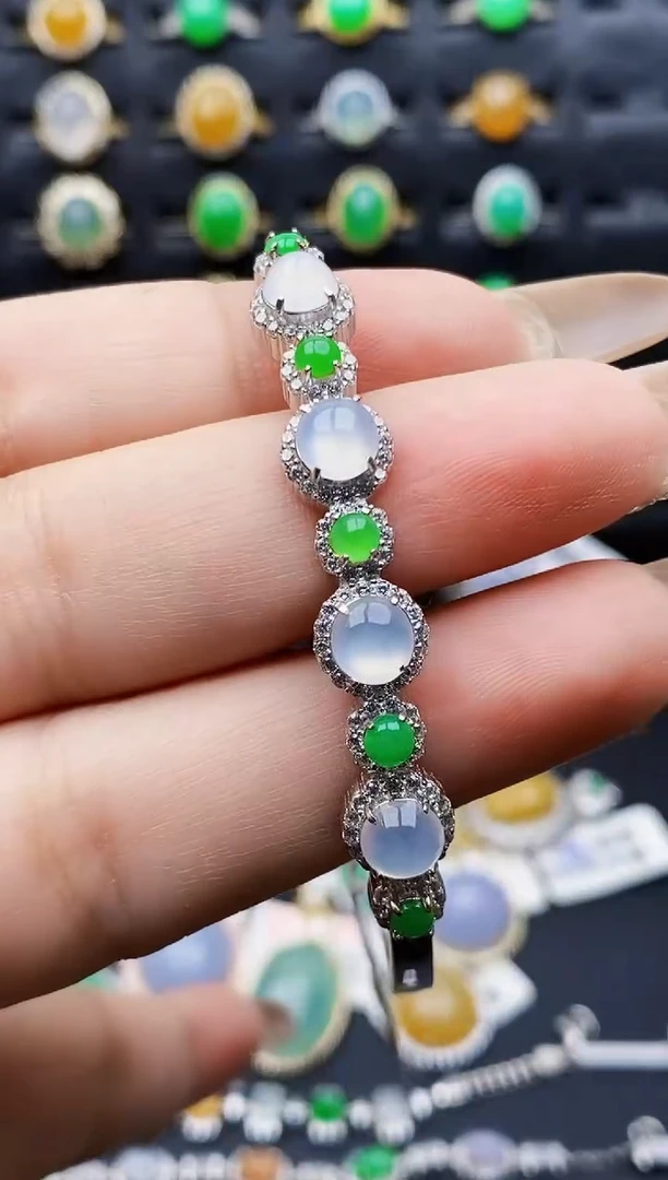 银S925镶嵌戒指翡翠9407