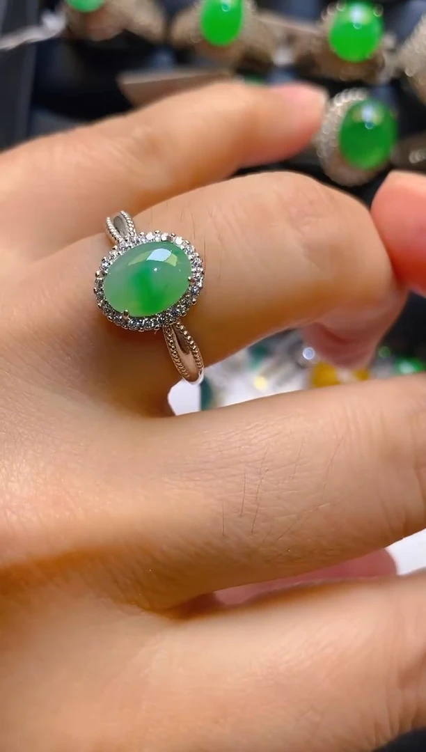 【闪购商品】翡翠耳饰银S925镶嵌天然A货翡翠1