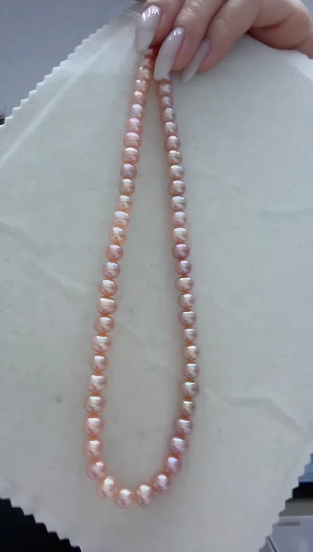 颈饰银S925镶嵌淡水珍珠中国红 无核 6.5-7.2